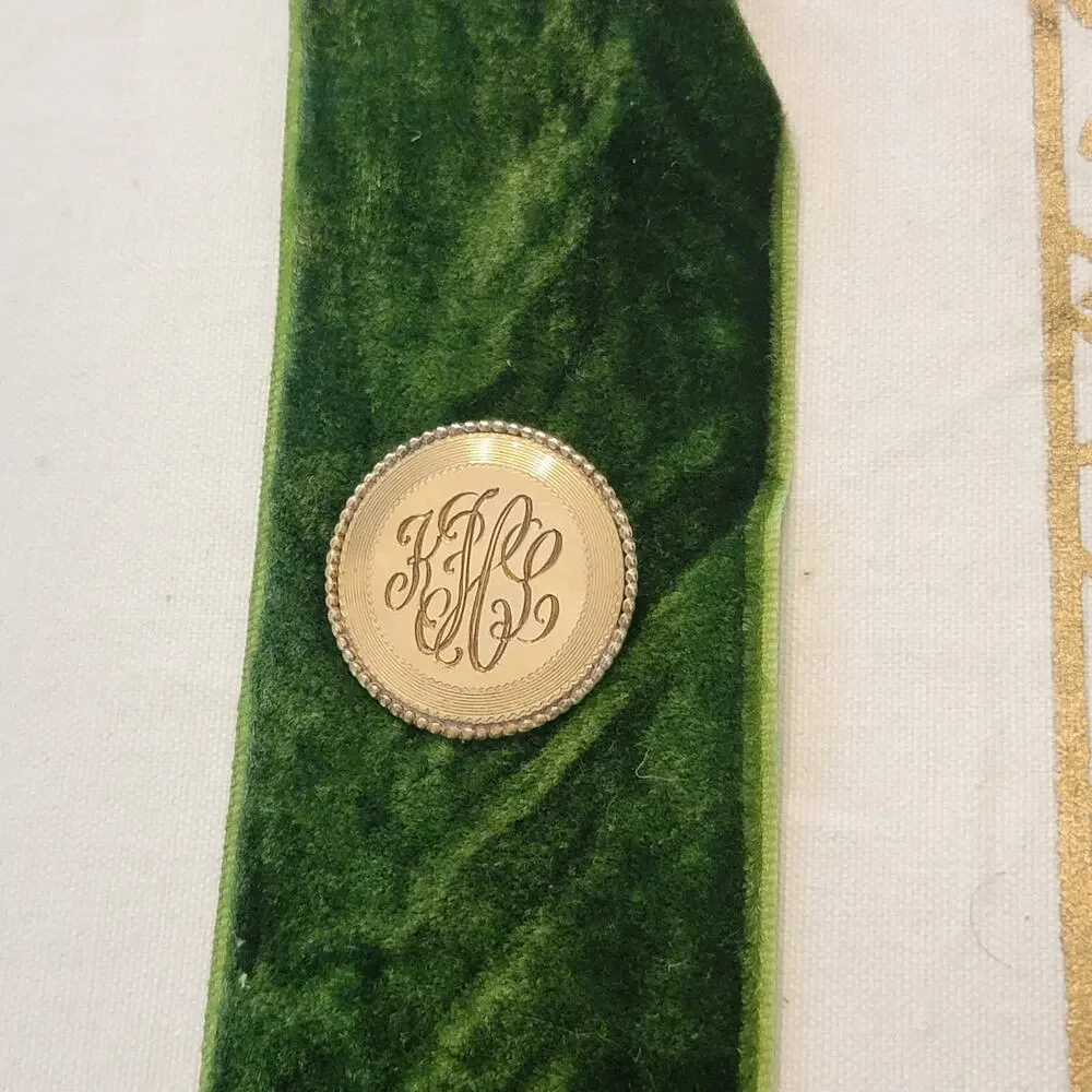 12k gold filled round monogrammed engraved round brooch pin